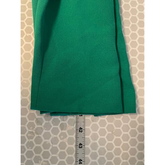Vintage Caron Chicago Women Dress 10 Petite Green Embroidered Hem Formal 80s 90s - Picture 6 of 7